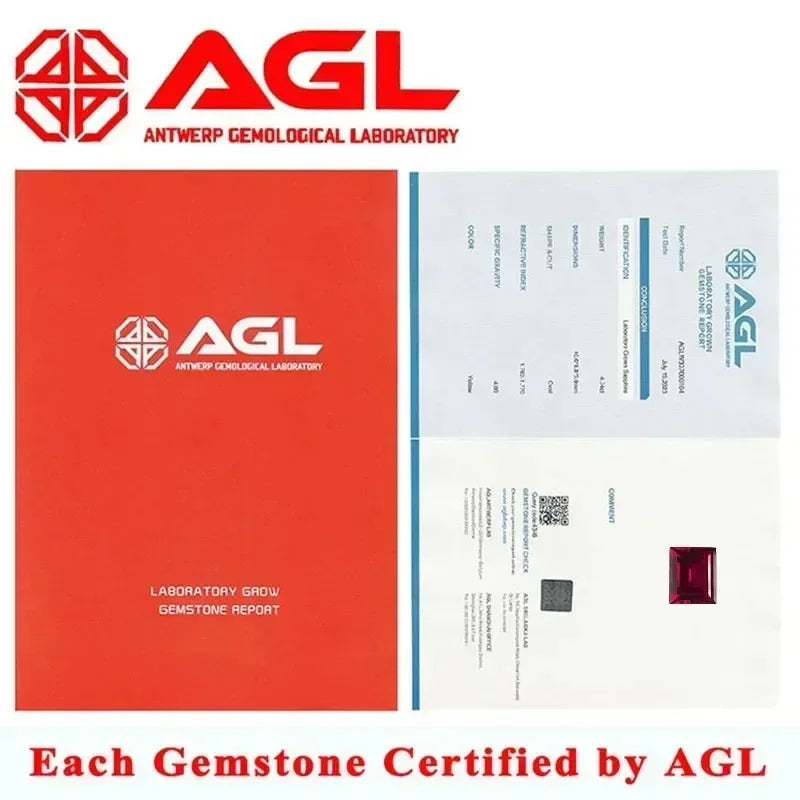 A-Hot Sales Lab Grown Ruby Triangle Cut Pigeon Blood Red Color DIY Charms Jewelry Making Main Materials Selectable AGL Certifica