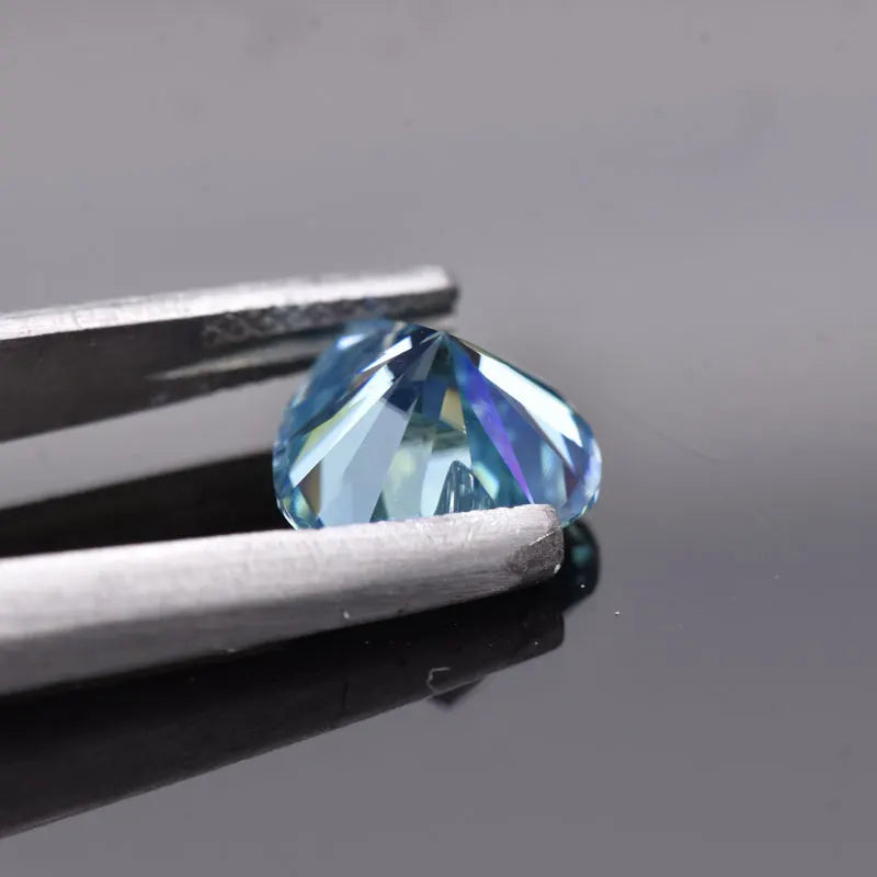 Moissanite VVS1 Artificial Stone Aquamarine Color Heart Cut with Certificate DIY Jewelry