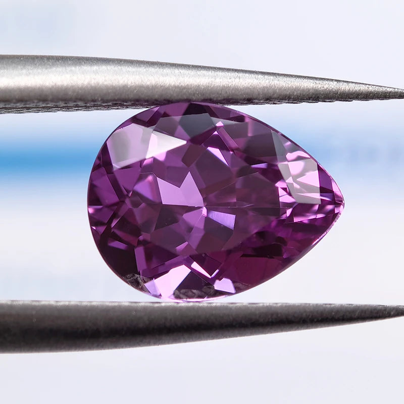 Lab Grown Sapphire Pear Shape Purplish Red Gemstone for DIY Jewelry Making Ring Necklace Earrings Selectable AGL Certificate