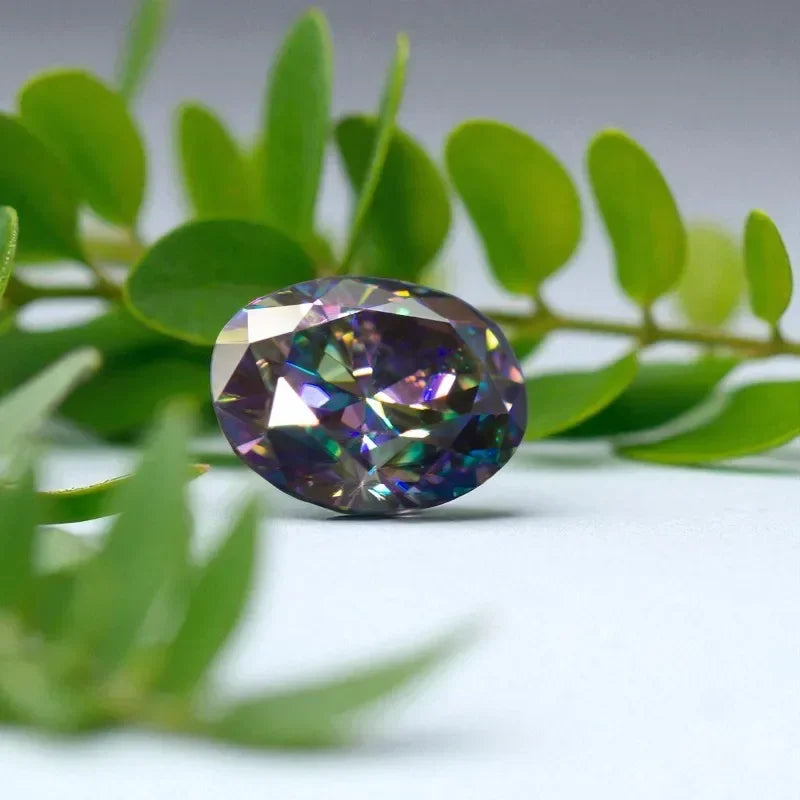 NEW Rainbow Green Moissanite Stone Oval Cut VVS Lab Created Gemstone Pass Diamond Tester With GRA Certificate For Jewely Making