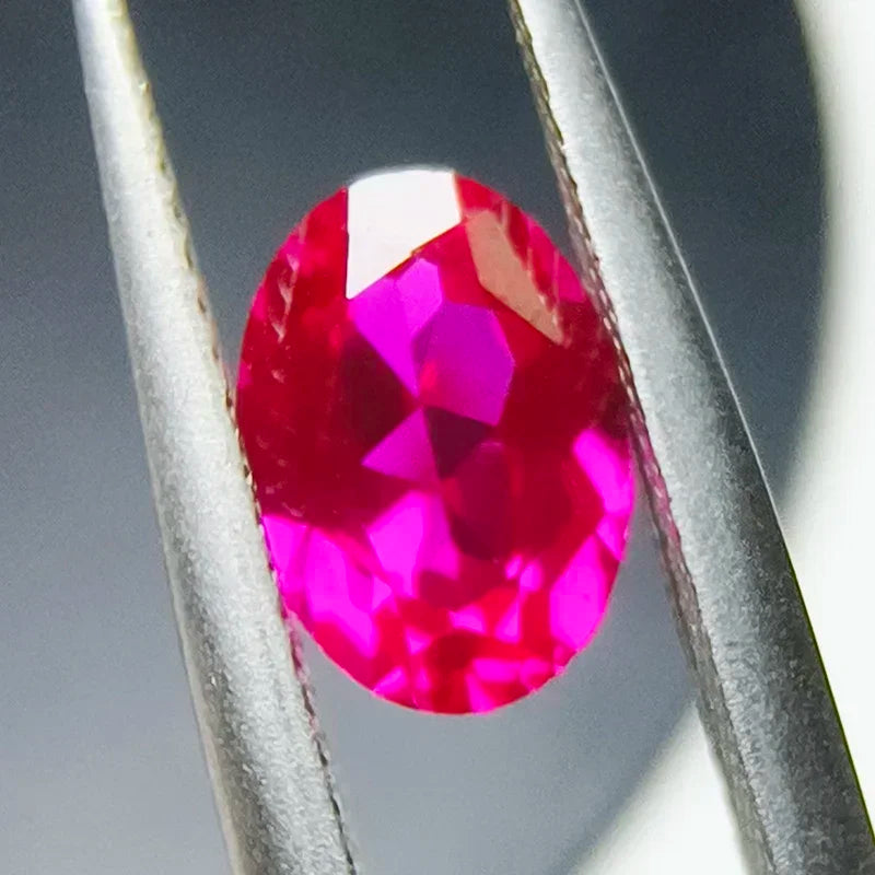 Lab Grown Sapphire Oval Shape Rose Red Color Top Quality Charm Beads for Diy Jewelry Making Selectable  AGL Certificate