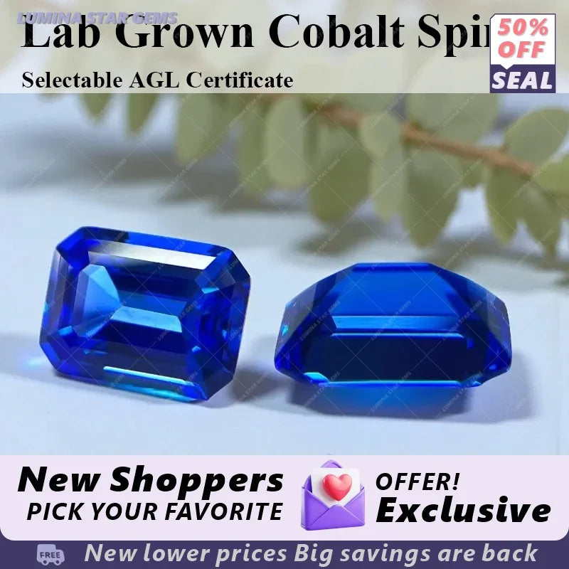 TOPTLab Grown Cobalt Spinel Emeralds Cut Gemstone Beads For Rings Earring Jewelry Making Selectable  AGL Certificate