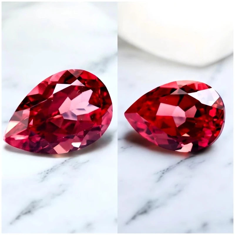 Pear Cut Lab Grown Sapphire Sunset Red Color for Charms for Jewelry Making with Certificate Wholesale Extremely Shiny Quality