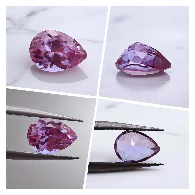 Lab Grown Alexandrite Colorful Pear Shape Loose Gemstone with AGL Certificate for Earrings Ring Jewelry Making
