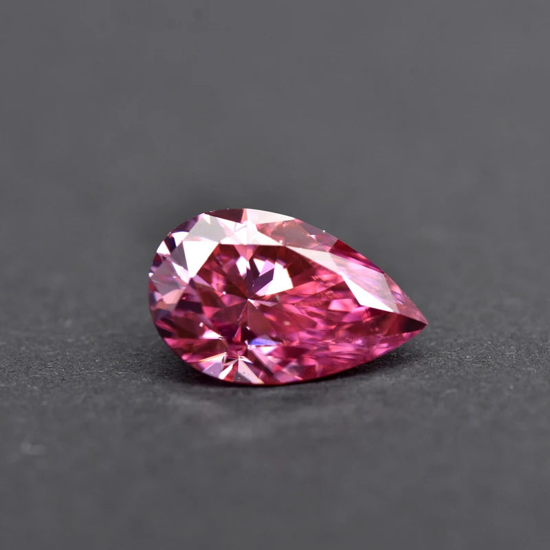 Pear Cut Pink Color Moissanite Synthetic Gemstone with Certificate Multiple Colors Available