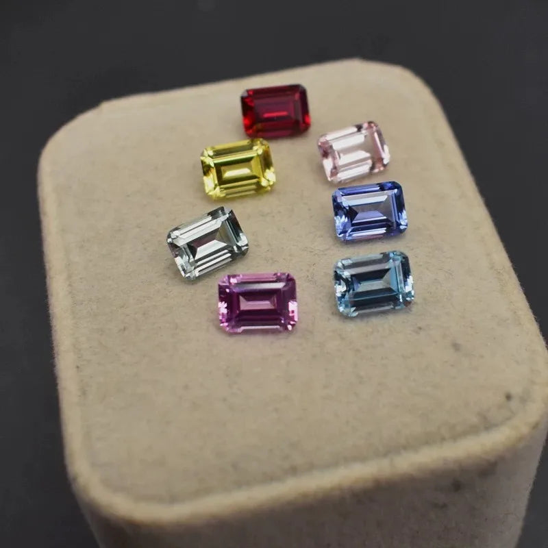 Lab Grown Sapphire Emerald Cut Yellow Color Loose Gemstone DIY Ring Necklace Earrings Main Materials Selectable AGL Certificate