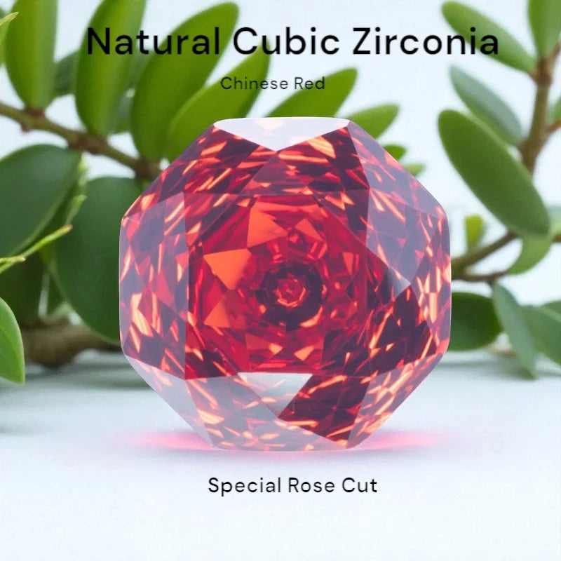 Special Rose Cut Octagon Shape Cubic Zirconia Stones Chinese Red Loose Gemstone For Earrings Pendant Jewelry Diy Making