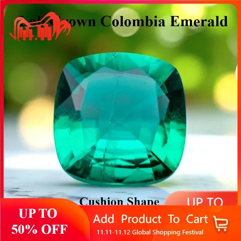 Laboratory Colombia Emerald Green Color Cushion Shape Gemstone Charms Beads for Diy Jewelry Rings Pendants Making AGL Certificat