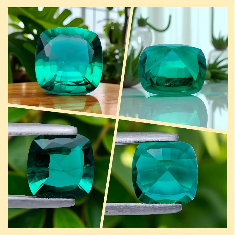 Lab Grown Emerald Colombia Cushion Cut  Hydrothermal Gemstone For Pendant Earrings Jewelry Diy Making With AGL Certificate