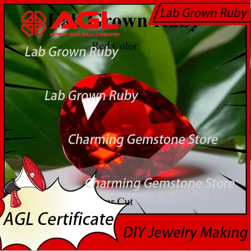 Lab Grown Ruby Pear Cut Red VVS1 for DIY Jewelry Making Rings Earrings Charms Lab Grown Sapphire Blue Gemstone for Jewelry