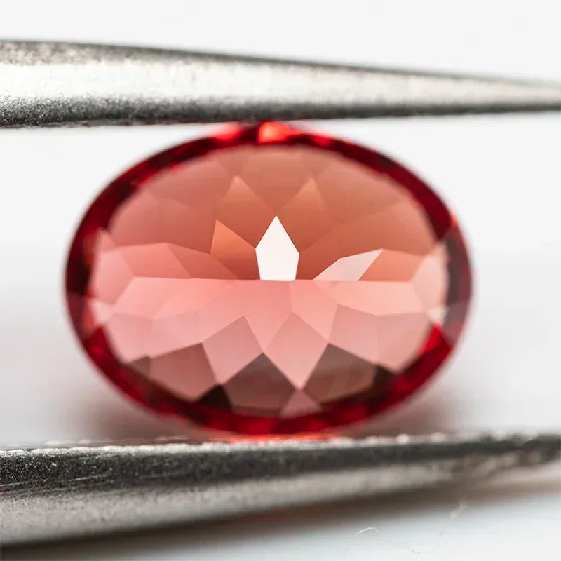 Lab Grown Sapphire Loose Stone Oval Shape Sunset Red Color Charms Beads for DIY Jewelry Making Material Selectable AGL Certifica