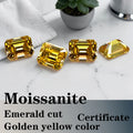 Emerald Cut Moissanite Gemstone VVS1 Golden yellow Color Certificate Stone Artificial DIY Jewelry