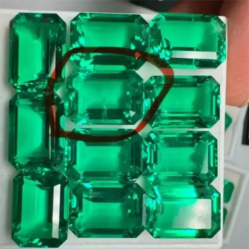 Hand-cut Hydrothermal with Inclusion Emeralds Laboratory Emerald Stones 10x14mm Gemstone for Diy Jewelry Making
