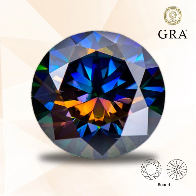 Moissanite Stone Round Cut Rainbow Purple Multiple Colors Available Gemstone for DIY Jewelry Making with Certificate