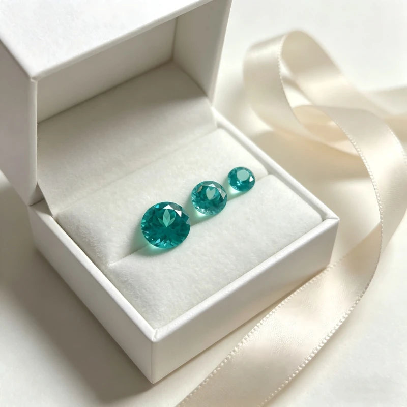 Paraiba Round Shape Artificial Gemstone Neon Blue Color Available Certificate Wholesale