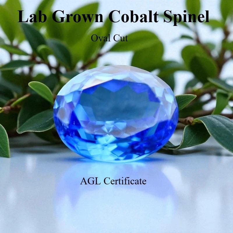 TOPLab Grown Cobalt Spinel Oval Shaped Extremely Shiny Quality DIY Charms Ring Necklace Earrings Main Materials with Certificate