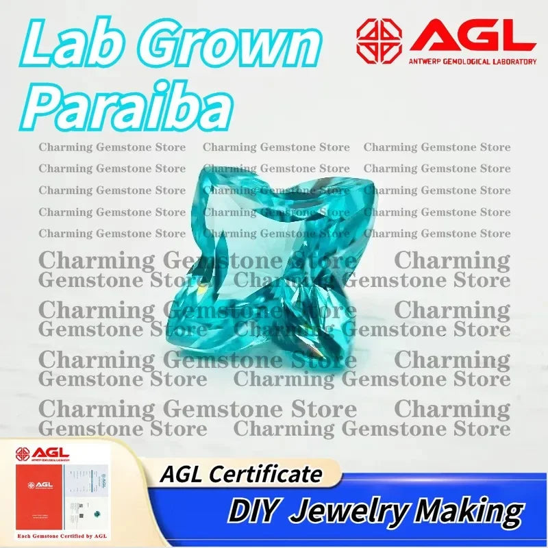 Lab Grown Paraiba Gemstone Quincunx Cut for DIY Jewelry Making Ring Necklace Inlay AGL Certificate Lab Created Paraiba