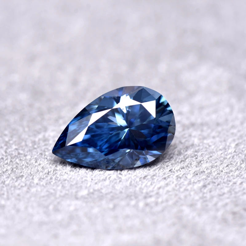 Pear Cut Sapphire Blue Color Moissanite Synthetic Gemstone with Certificate High Quality