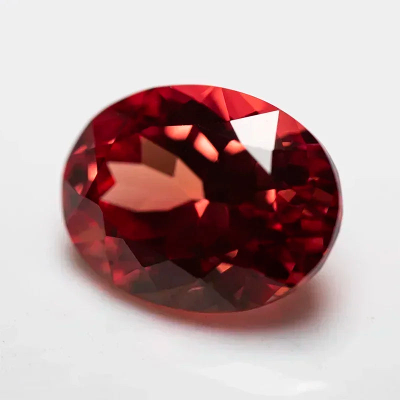 Lab Grown Sapphire Loose Stone Oval Shape Sunset Red Color Charms Beads for DIY Jewelry Making Material Selectable AGL Certifica