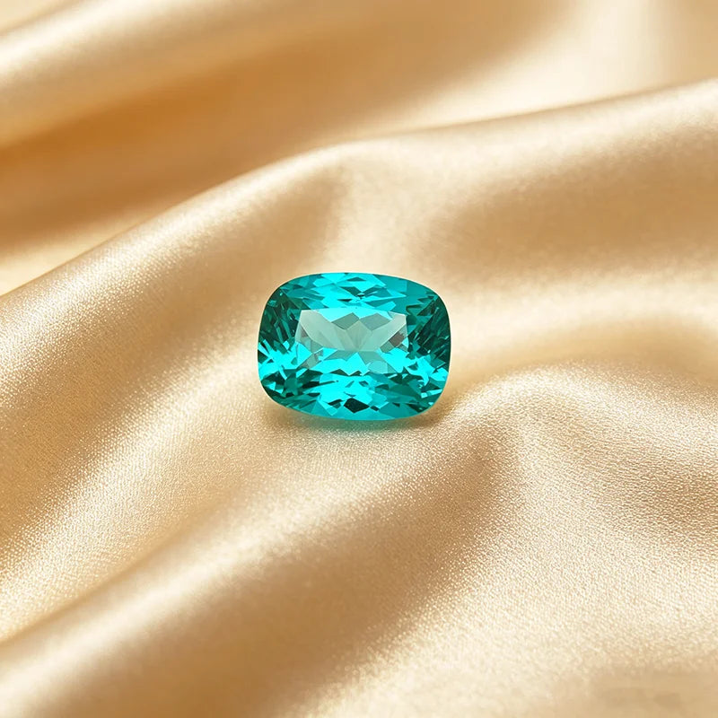 Lab Grown Paraiba Gemstone Long Cushion Shape Loose Gemstones For Jewelry Setting MultiShapes Available Round Pear Heart Emerald