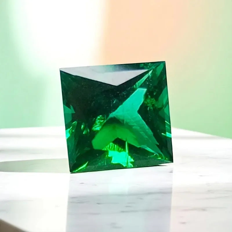N-Wholesale Laboratory Zambian Emeralds Princess Cut Hydrothermal Hand Cutting With Cracks Inclusions Inside Selectable AGL Cert