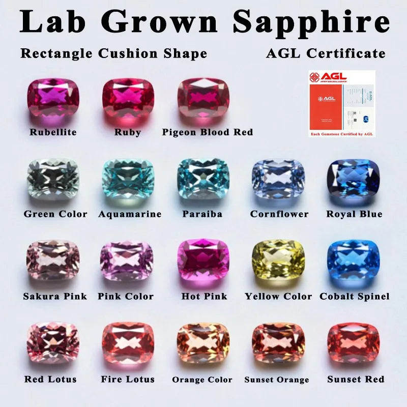 Lab Grown Sapphire Rectangle Cushion Cut Pink for DIY Advanced Jewelry Making Inlay Ring Necklace Selectable AGL Certificate
