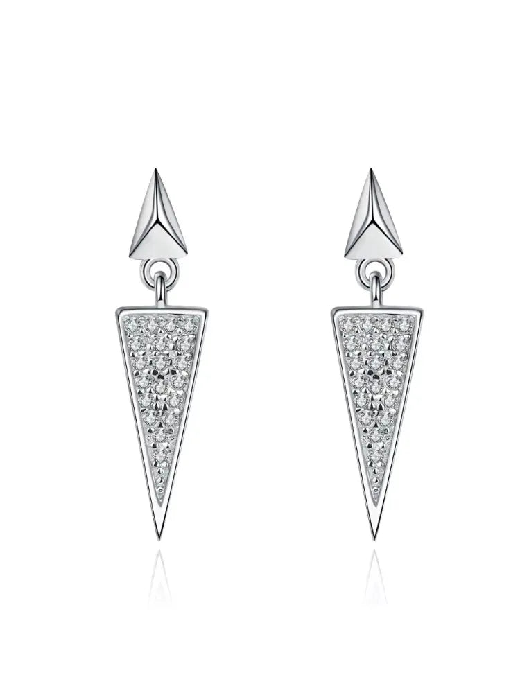 Moissanite 925 Sterling Silver Earrings Triangle Shaped Micro-inlaid Light Luxury Wedding Valentine Gifts Fashion Jewelry