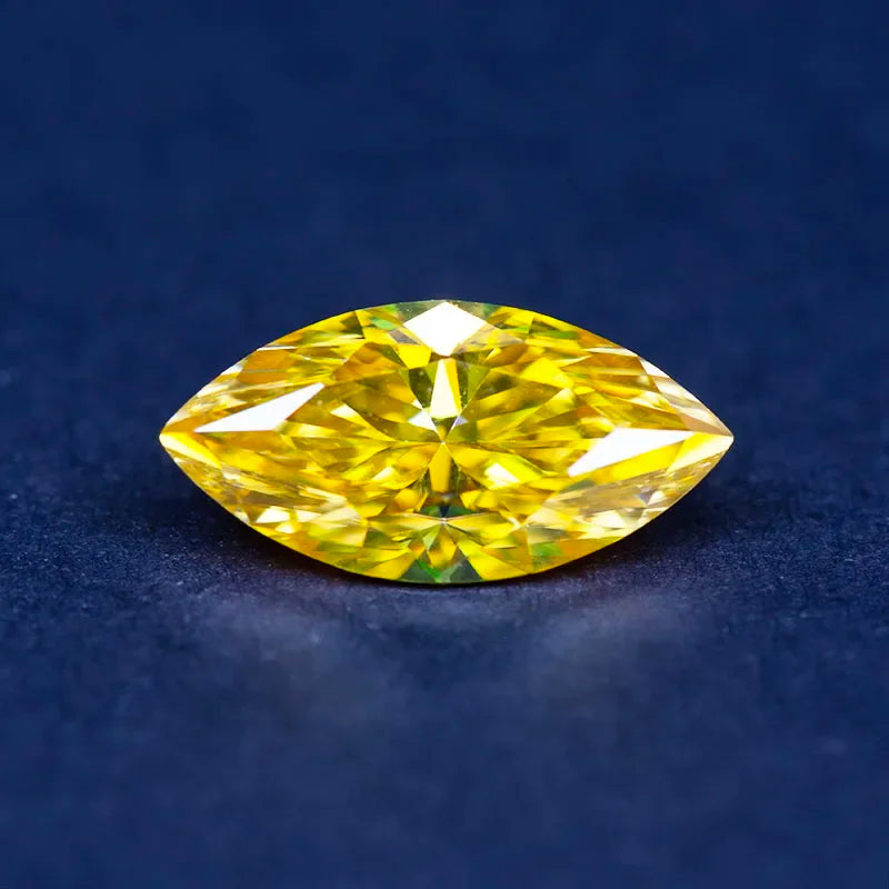 N-Moissanite Stone Golden Yellow Color Marquise Cut For Jewelry Making DIY Ring Necklace Earrings Main Materials With Certificat