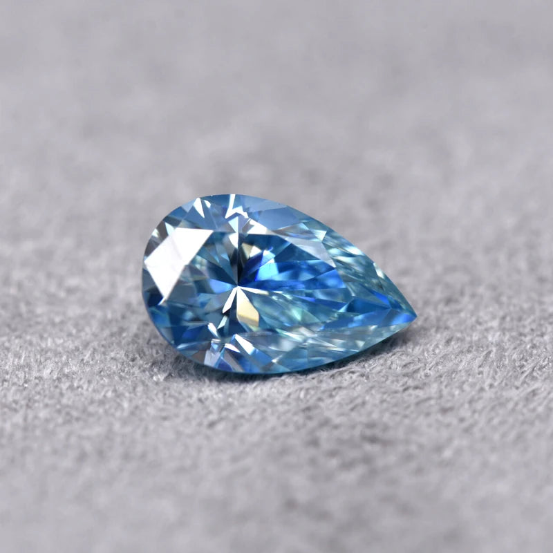 Pear Cut Aquamarine Color Moissanite Synthetic Gemstone with Certificate Charms for Jewelry Making