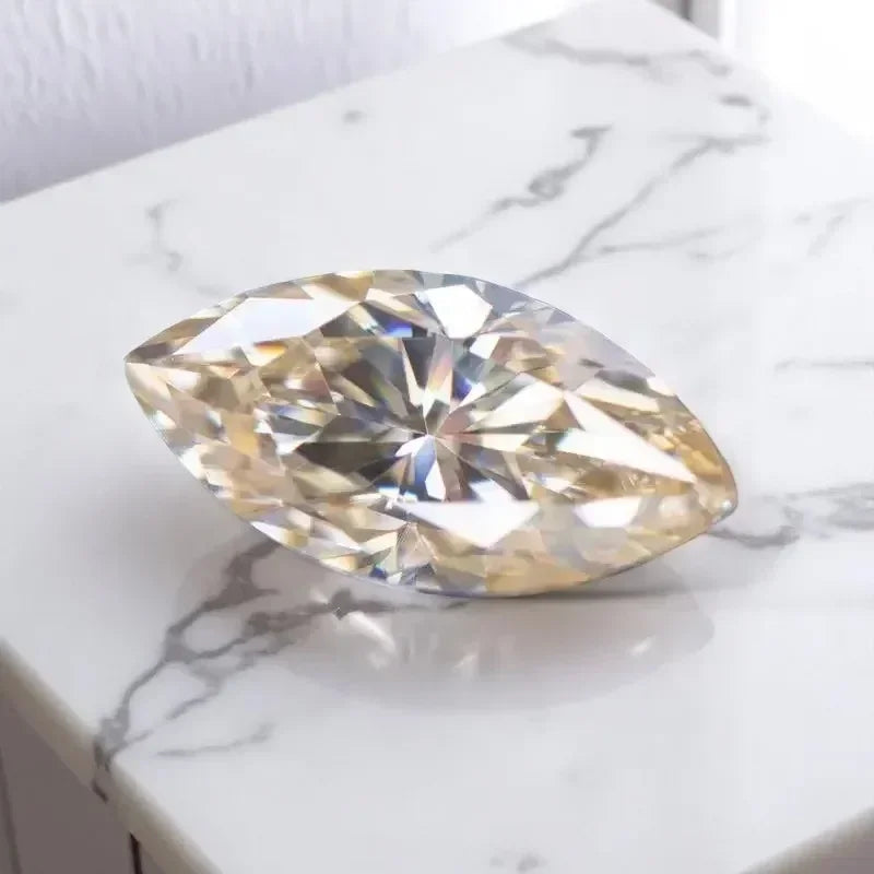 Moissanite Stone Marquise Cut Tea Yellow Natural Color with GRA Certificate 5x10mm Luxury Gem for Jewelry Making
