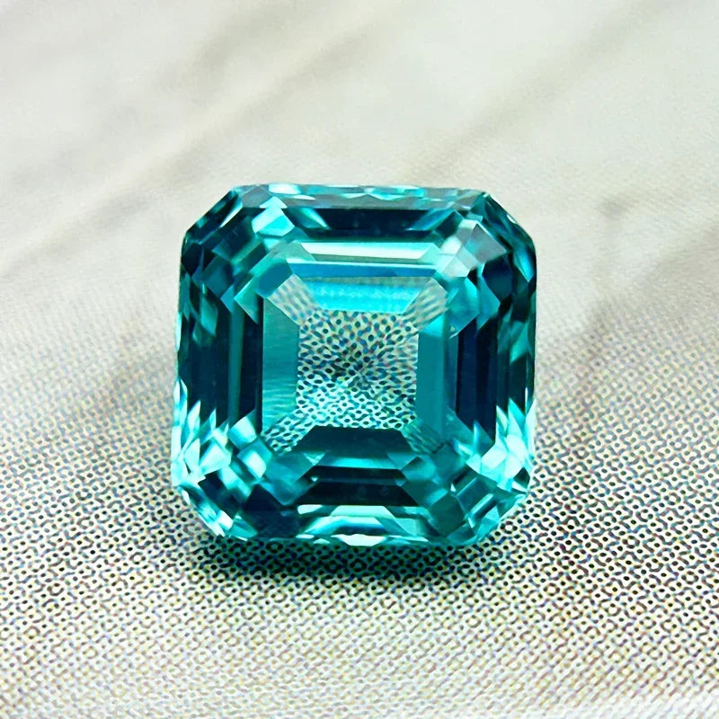 Lab Grown Paraiba Asscher Cut Gemstone for DIY Jewelry Making Ring Necklace Bracelet Inlay Lab Created Paraiba Tourmaline
