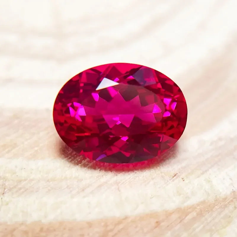 Natural Rubellite Color Lab Grown Ruby Oval Shape Hand-cut Advanced Jewelry Rings Earrings Making with Certificate Wholesale