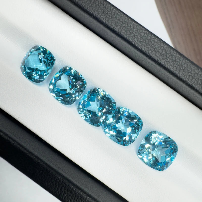 Sapphire Aquamarine Color Cushion Shape Lab Grown Gemstone VVS1 for DIY Advanced Jewelry Rings Earrings Making with Certificate