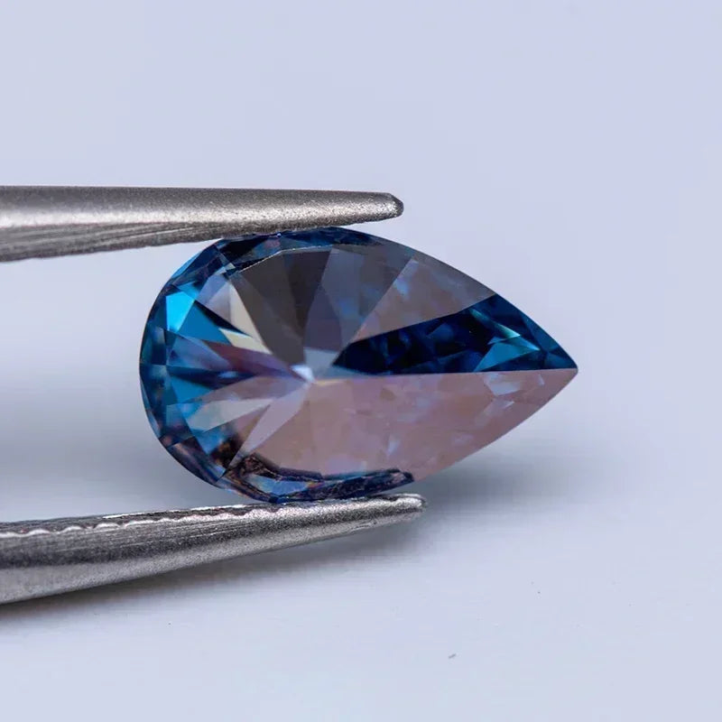 NEW Moissanite Stone Pear Cut Sapphire Blue Colour Lab Created Heat Diamond Jewelry Making Materials Comes With Certificate