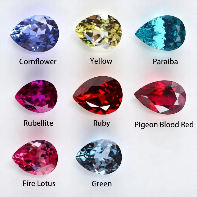 Lab Grown Sapphire Gemstone Pear Shape Various Colors for DIY Jewelry Making Charms Earrings Rings Craft Supplies Lab Sapphire