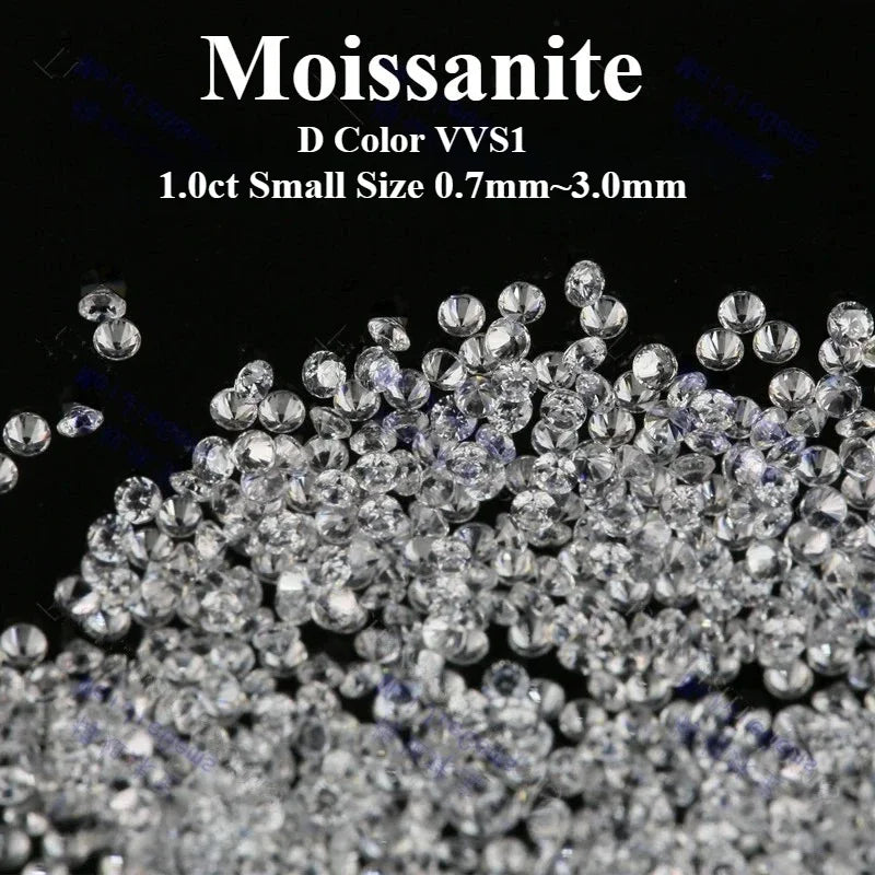 Moissanite Loose Wholesale 1.0CT Small Size 0.7mm~3.0mm D Color VVS1 Gemstone Lab Grown Moissanite Diamonds