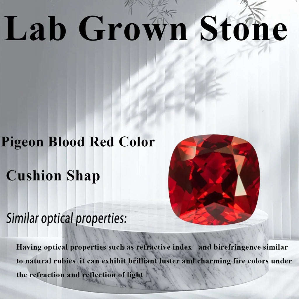 Lab Grown Ruby Cushion ShapePigeon Blood Red Color  Beads for Jewelry Making DIY Ring Necklace Materials Selectable