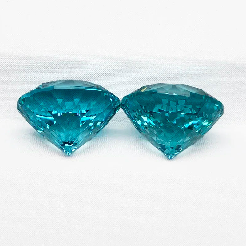 Lab Grown Paraiba Round Shape 100 Faceted Cut Lab Created Sapphire Gemstone Jewelry Making Materials Selectable AGL Certificate
