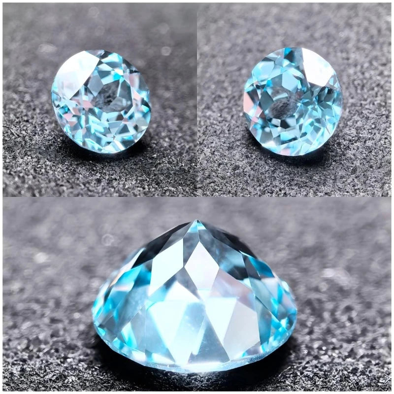 Round Shape Cobalt Spinel Green Sea Blue Cornflower Color Lab Grown Sapphire Charms Bead for Diy Jewelry Making Certificate