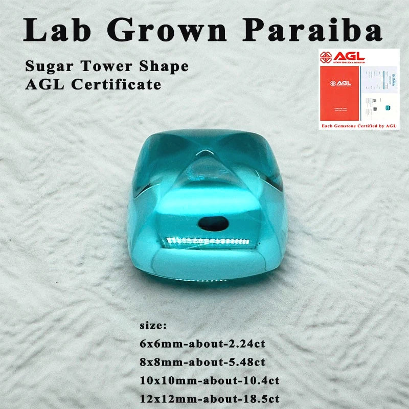 Lab Grown Paraiba Gemstone Sugar Tower Shape for DIY Jewelry Making Ring Necklace Inlay AGL Certificate Lab Created Paraiba