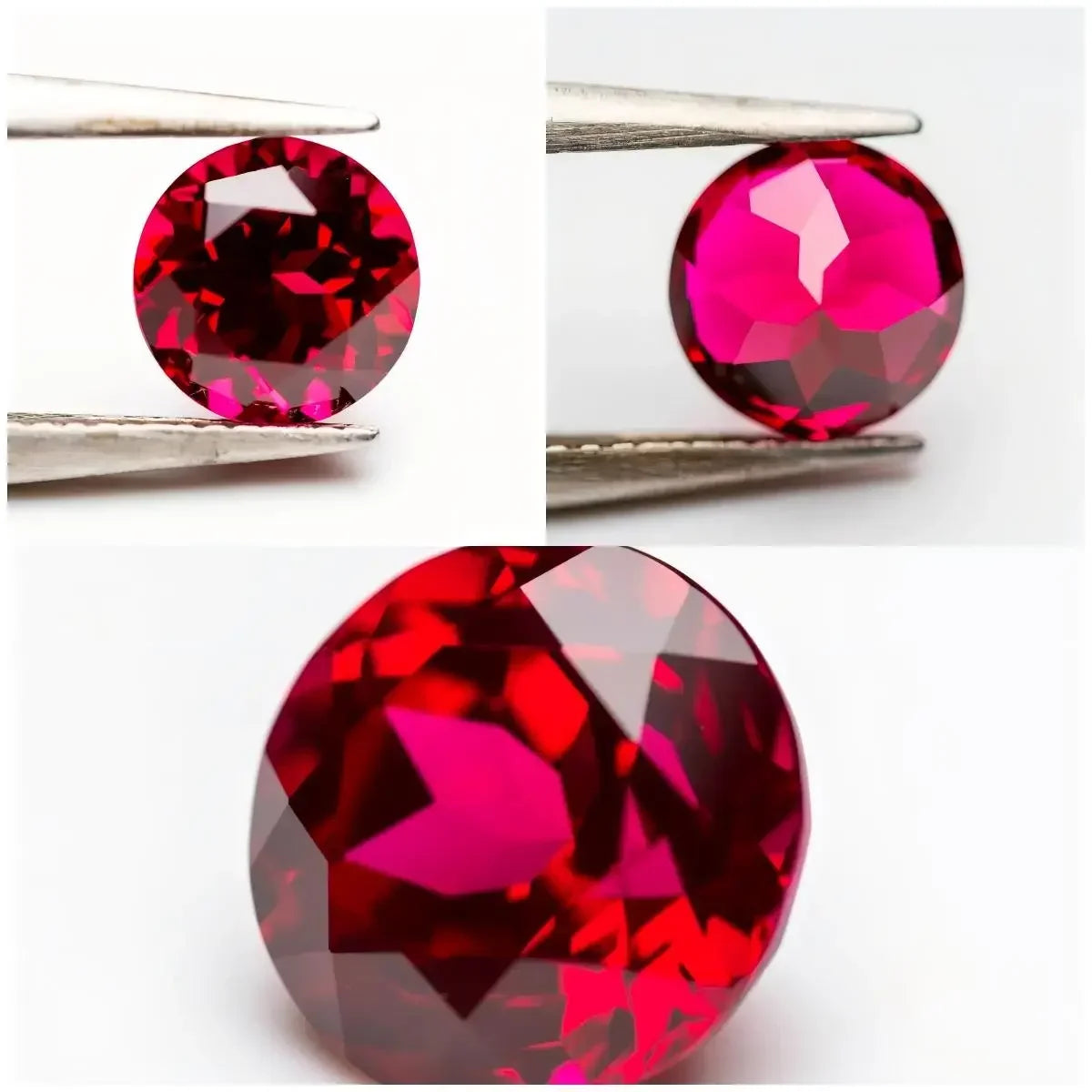 Round Shape Pigeon Blood Red Rubellite Color Lab Grown Ruby Charm Beads for Diy Jewelry Making Rings Materials with Certificate