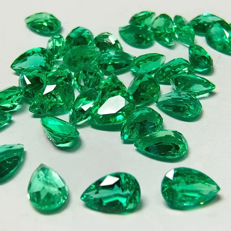 Lab Grown Colombia Emerald Pear Cut Hydrothermal Emeralds for Advanced Jewelry Making Materials Selectable AGL Certificate