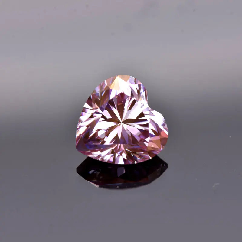Moissanite VVS1 Artificial Stone Sakura Pink Color Heart Cut with Certificate Unnatural