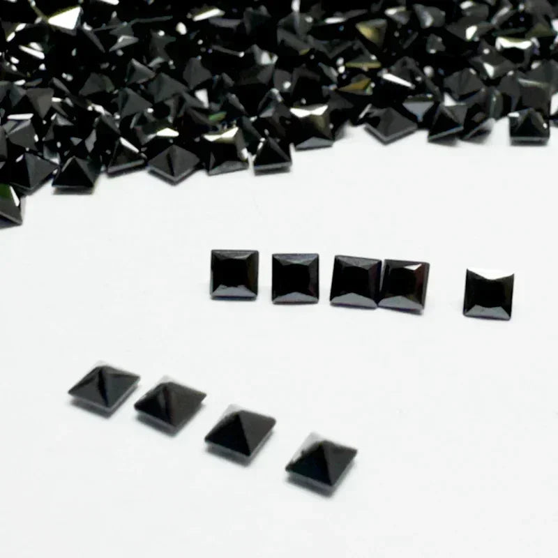 TOP Moissanite Natural Black Color Princess Cut Small Size Bead for Jewelry Making DIY Ring Necklace Earring Main Materials