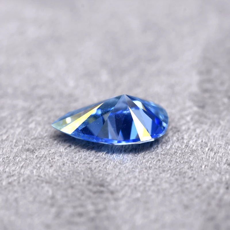 Pear Cut Ice Blue Color Moissanite Synthetic Gemstone with Certificate Charms Gemstone