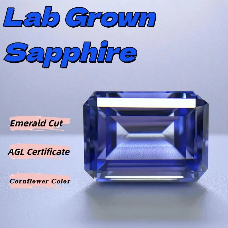 Lab Grown Sapphire Gemstone Round Cut Cornflower Synthetic Sapphire for Jewelry Making Wholesale Selectable AGL Certificate