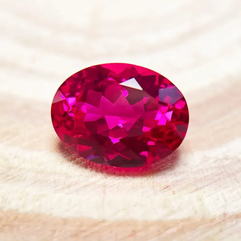 Natural Rubellite Color Lab Grown Ruby Oval Shape Hand-cut Advanced Jewelry Rings Earrings Making with Certificate Wholesale