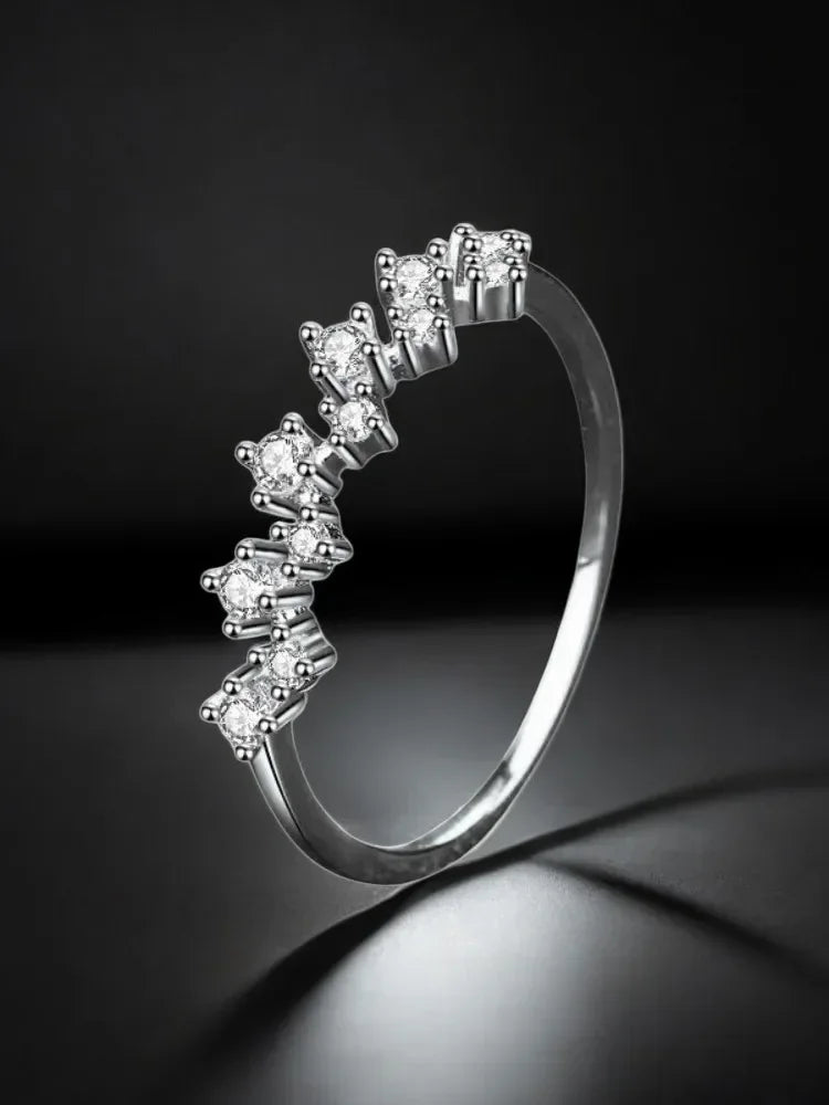 Fashion Hot Sale 925 Sterling Silver Moissanite Ring VVS1 D-color Women's Fashion Simple Trendy Wave For Women Premium Jewelry