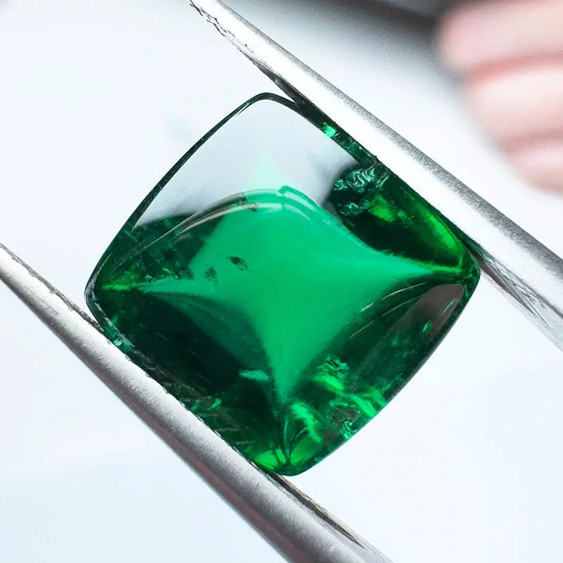 Lab Grown Zambian Emerald Square Cushion Cut Smooth Surface for DIY Jewelry Making with Natural Inclusions AGL Certificate