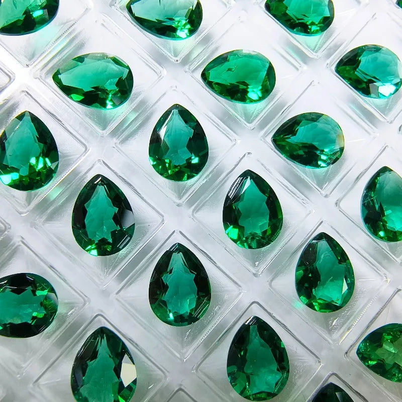 Lab Grown Zambian Emerald Pear Shape Hydrothermal Synthetic Emerald Gemstones for Jewelry Making Ring Selectable AGL Certificate